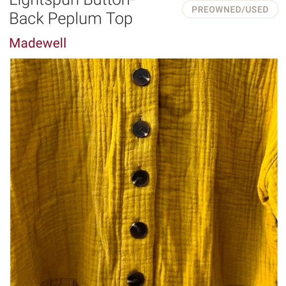 Madewell Lightspun Button Back Peplum Top NWT - Picture 3 of 3